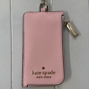Kate Spade Staci Lanyard in Saffiano Leather color Chalk Pink (Baby Pink). NWT